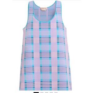 MARNI Jaquard Check Techno Knit Guage 14 Shift Dress in Pink Gummy NWT Size 42/
